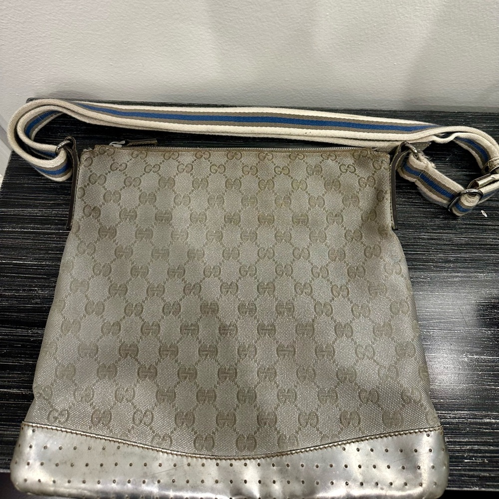 PROJECT BAG*  Gucci Gray Monogram Crossbody Bag- Reselling. See Pics